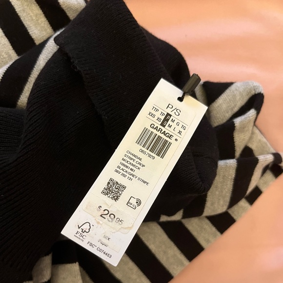 Grey/Black Striped Crop Turtleneck - Picture 4 of 5